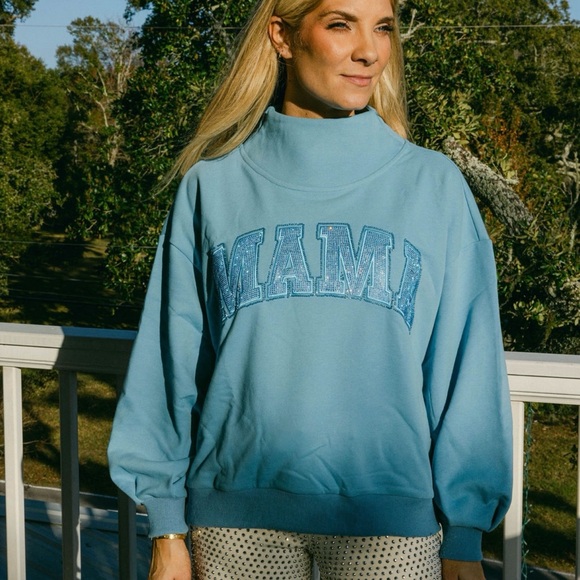 QUEEN OF SPARKLES Tops - QOS Blue MAMA Women's Sweatshirt